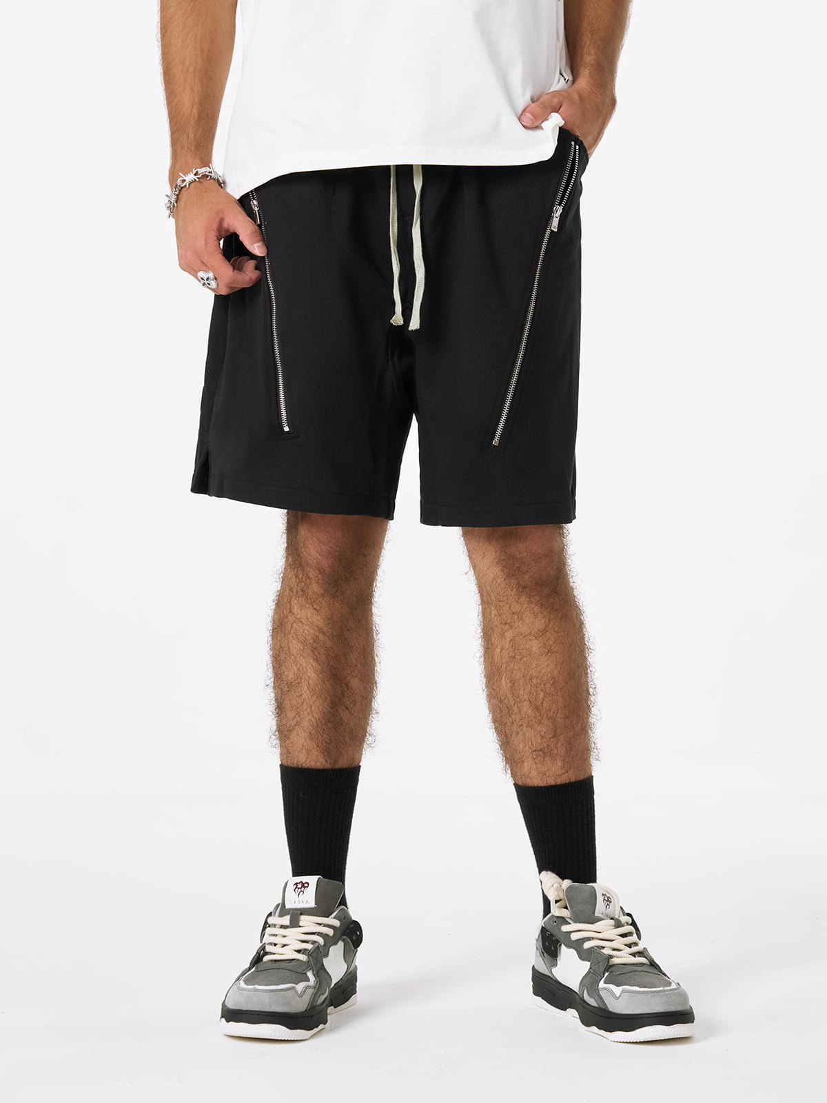 Retro Functional Zipper Slit Jort 