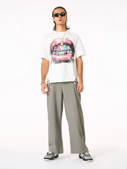 Retro Letter Lip Graphic T-Shirt 