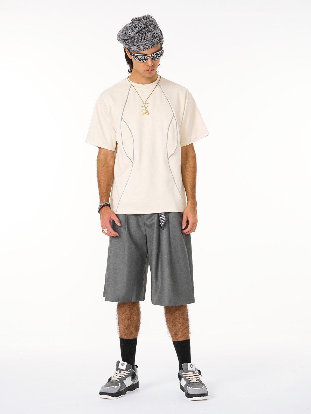 Functional Deconstructed Split Short-Sleeved T-Shirt - 2437 