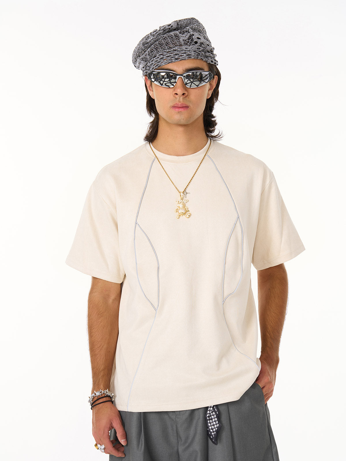 Functional Deconstructed Split Short-Sleeved T-Shirt - 2437 