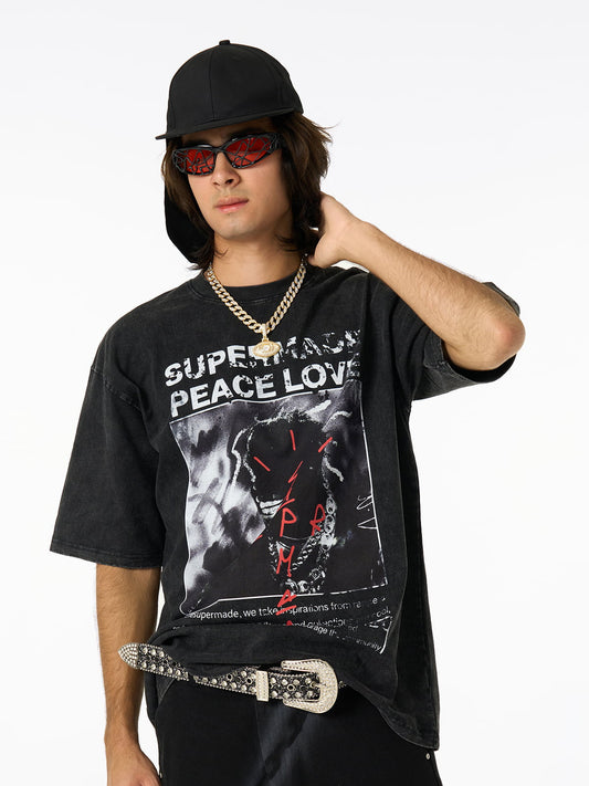 Thesupermade Gangsta Rapper Oversize Graphic T-shirt  - 1990 