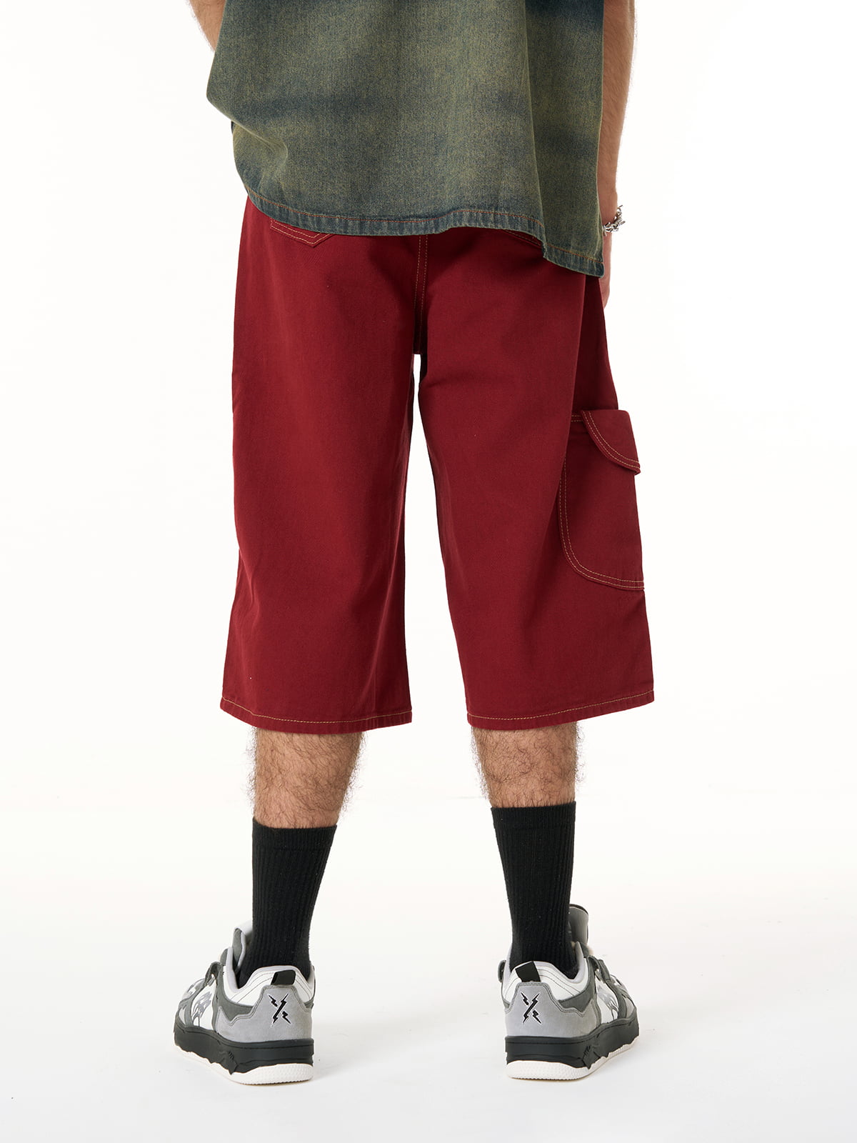 Denim Welt-Embellished Cargo Jorts - 2408 