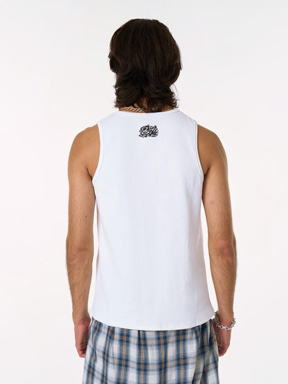 Gothic Lettering Embroidered Ribbed Vest 
