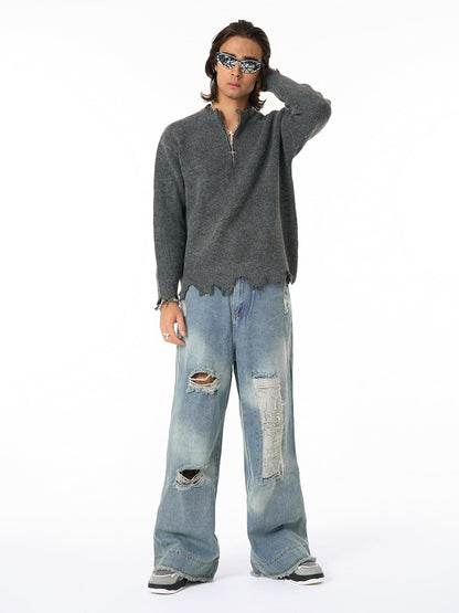 Thesupermade Washed Ripped Baggy Jeans 