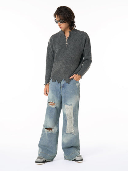 Thesupermade Washed Ripped Baggy Jeans 