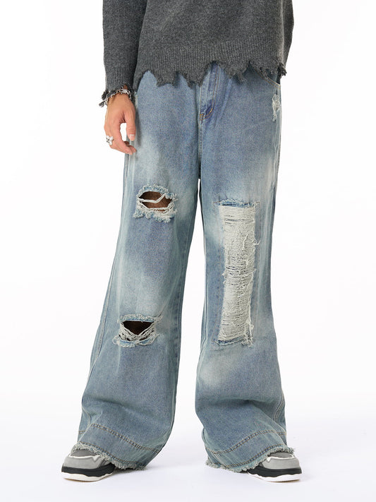 Thesupermade Washed Ripped Baggy Jeans 