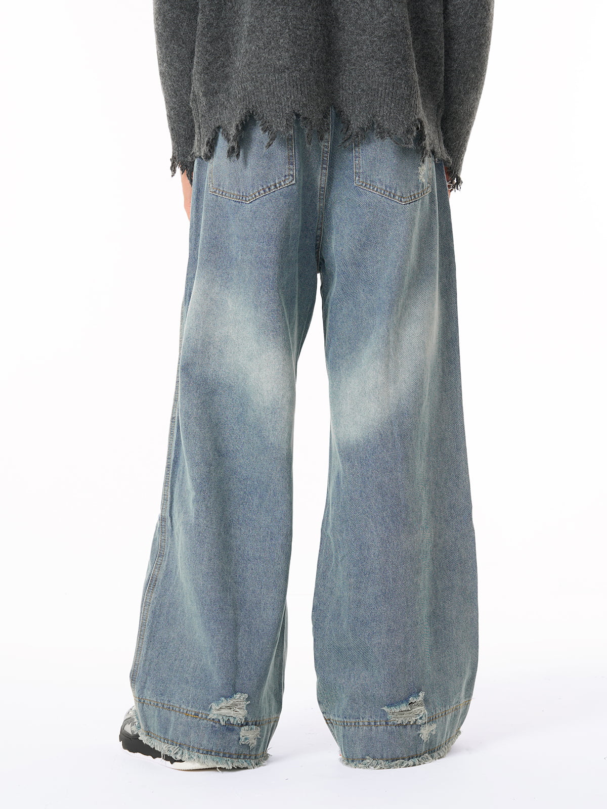 Thesupermade Washed Ripped Baggy Jeans 