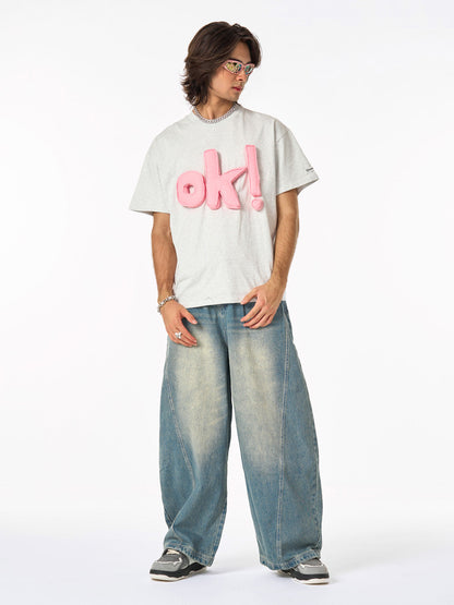 Washed Wide-Leg Balloon Jeans - 2301 