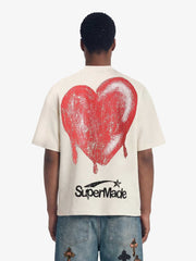 Skeleton & Melted Heart Graphic Waffle Knit T-Shirt 