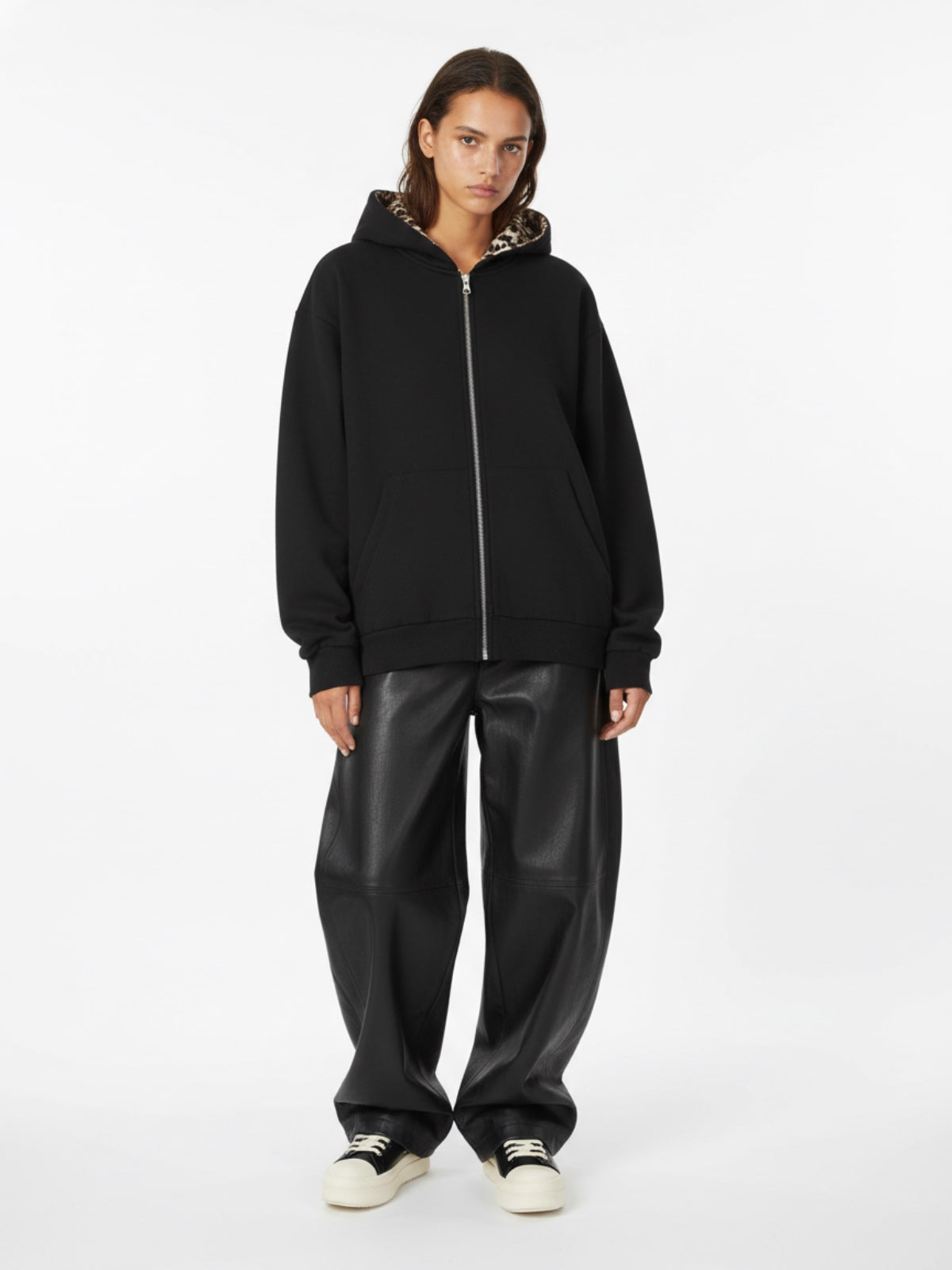 Vintage Pleated PU Leather Barrel Pants 