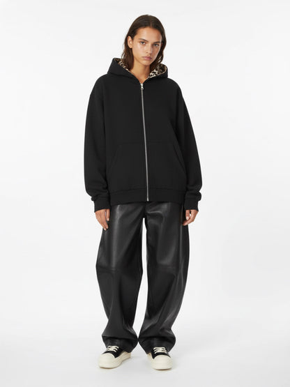 Vintage Pleated PU Leather Barrel Pants 