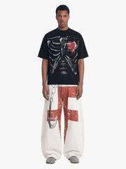Skeleton & Melted Heart Graphic Waffle Knit T-Shirt 