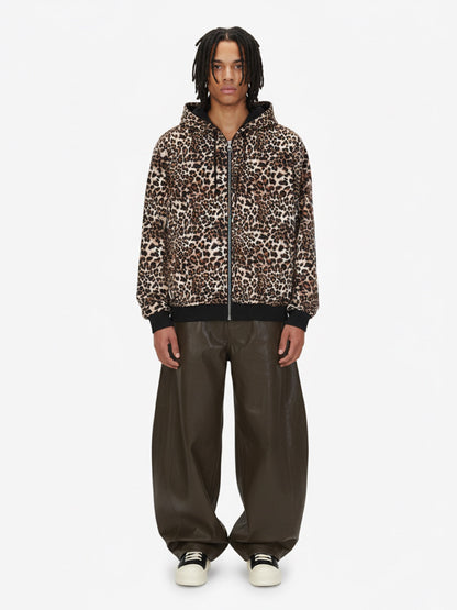 Vintage Pleated PU Leather Barrel Pants 