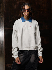 Original Denim Lapel Patchwork Sweatshirt 