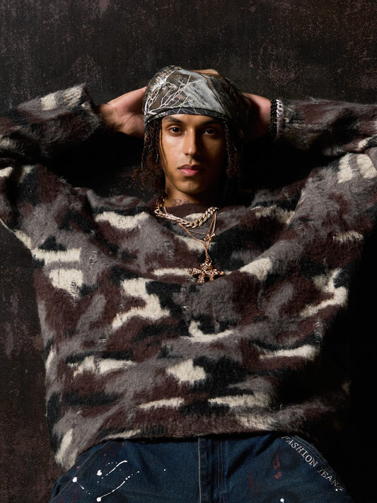 Street Camouflage Crew Neck Sweater 