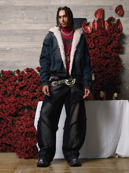 Cotton Washed Fur Hooded Jacket - 2265 