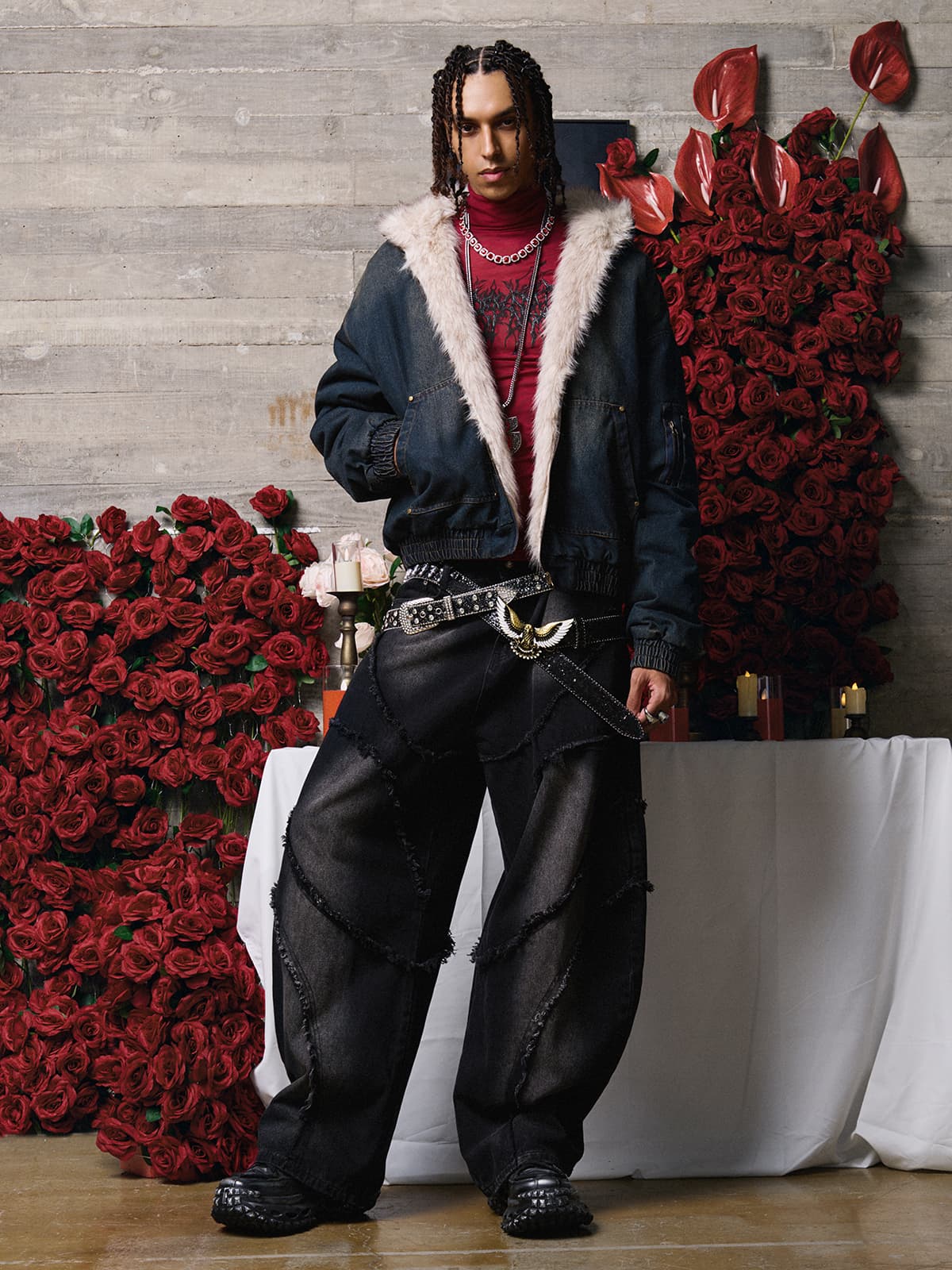 Washed Denim Fur Hooded Jacket | Thesupermade®