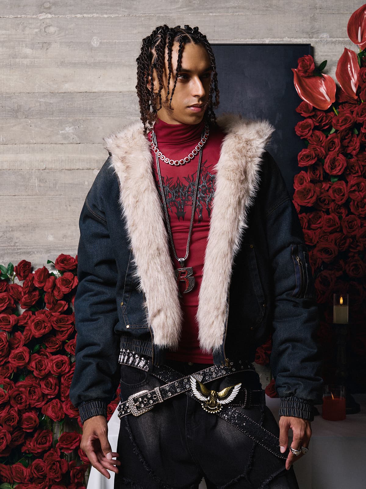 Cotton Washed Fur Hooded Jacket - 2265 