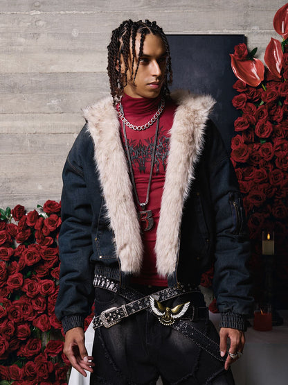 Cotton Washed Fur Hooded Jacket - 2265 