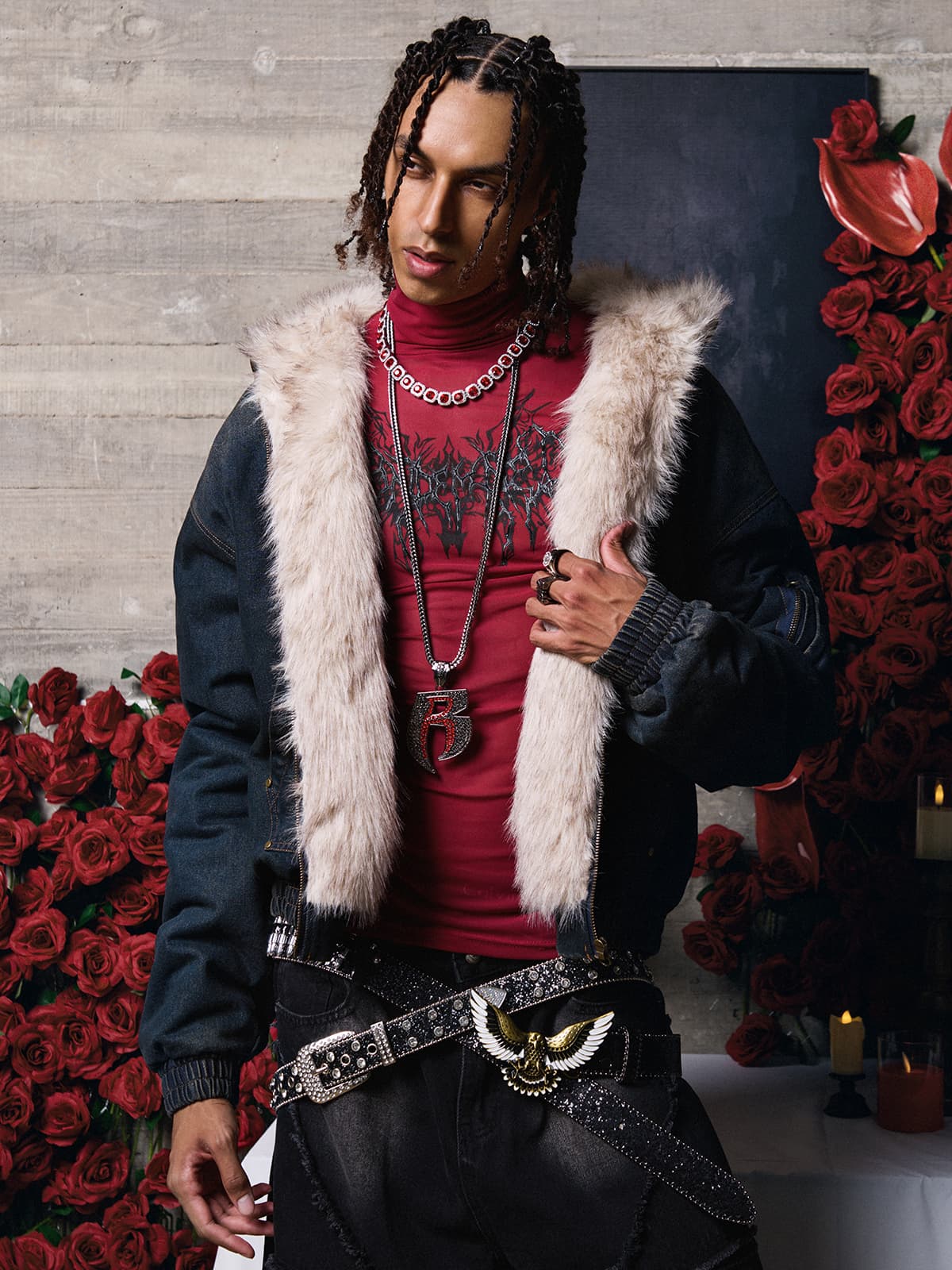 Washed Denim Fur Hooded Jacket | Thesupermade®