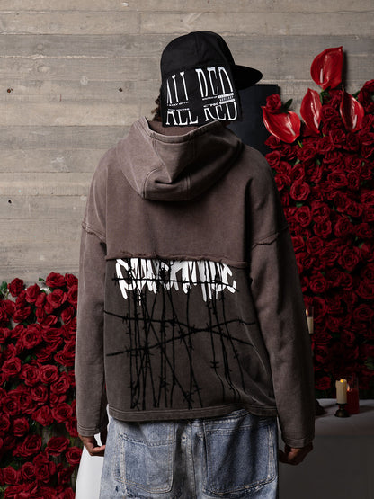 Distressed Thorn Destruction Painting Hooded Sweatshirt 