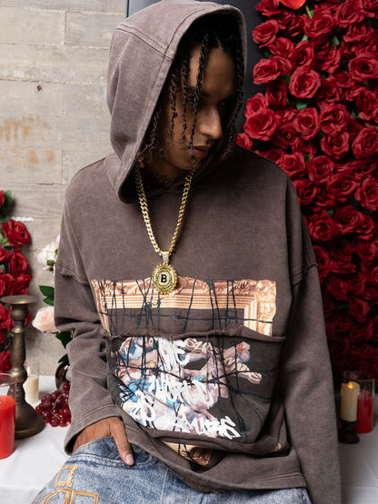 Distressed Thorn Destruction Painting Hooded Sweatshirt 