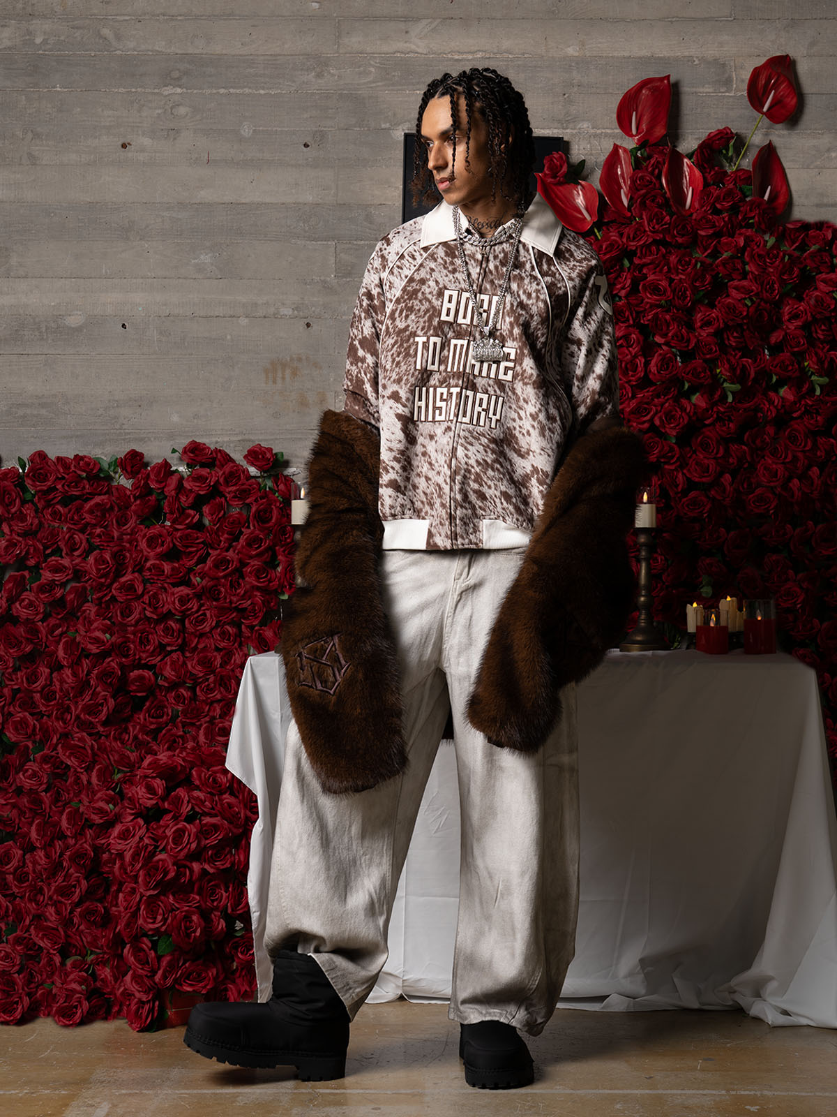 Retro Statement Snow Leopard Fleece Jacket 