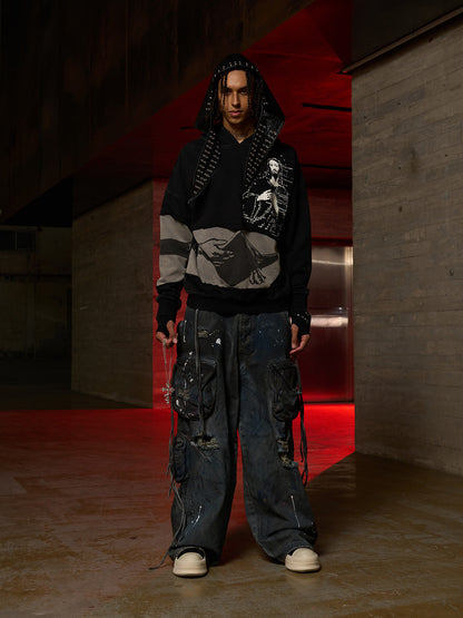 Distressed Electronic Exorcist Print Hoodie 
