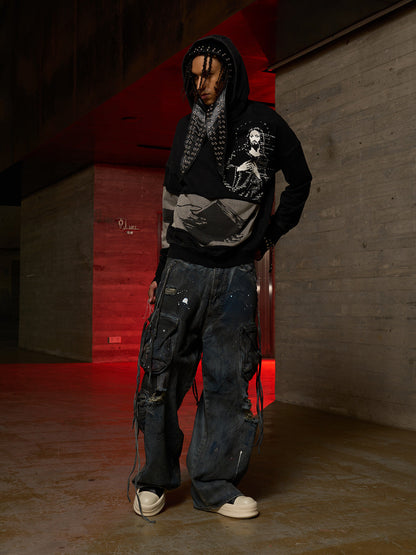 Distressed Electronic Exorcist Print Hoodie 