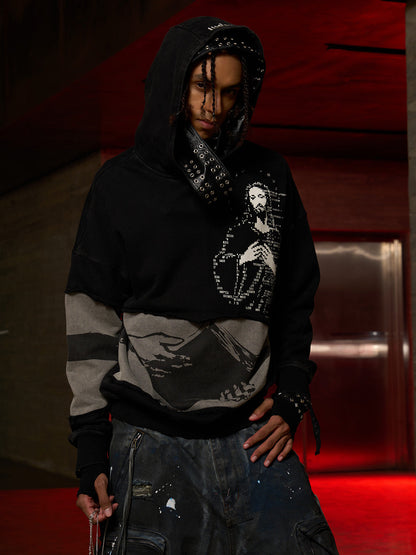 Distressed Electronic Exorcist Print Hoodie 
