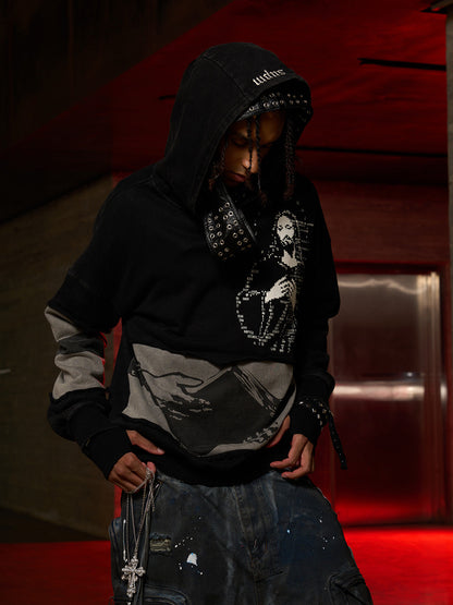 Distressed Electronic Exorcist Print Hoodie 