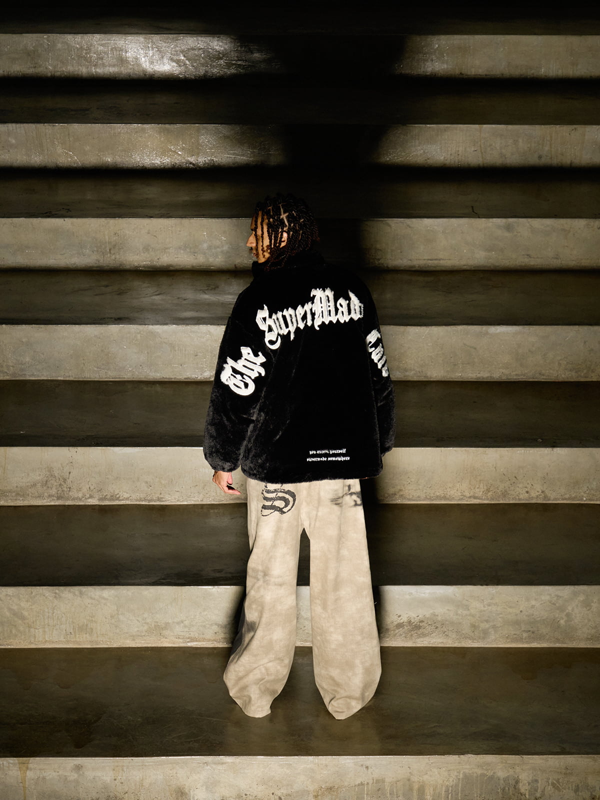 Thesupermade Street Letter Embroidered Fleece Jacket - 1838 