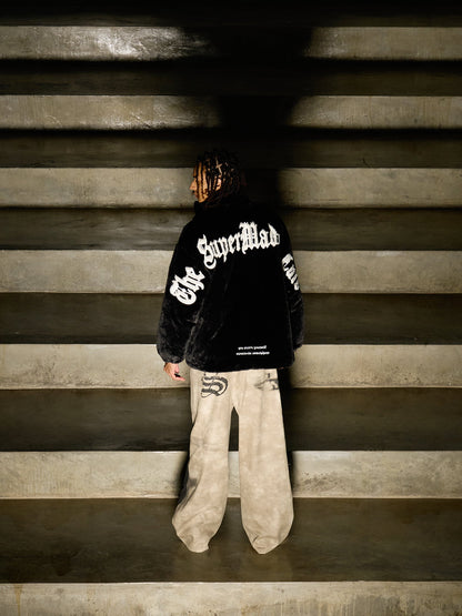 Thesupermade Street Letter Embroidered Fleece Jacket - 1838 