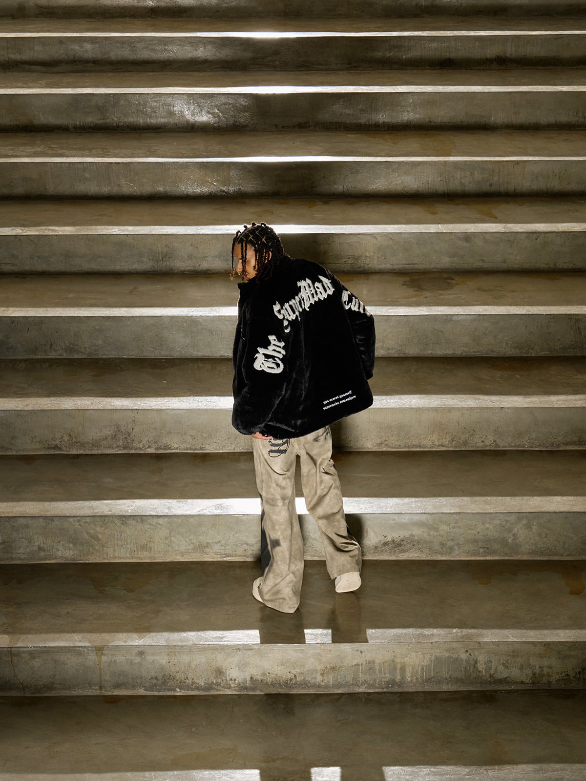 Thesupermade Street Letter Embroidered Fleece Jacket - 1838 