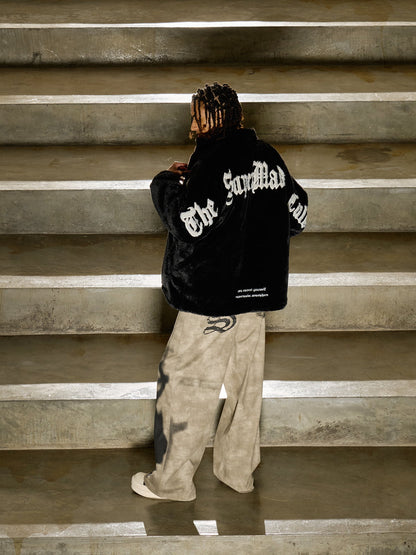 Thesupermade Street Letter Embroidered Fleece Jacket - 1838 