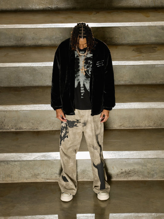 Thesupermade Street Letter Embroidered Fleece Jacket - 1838 