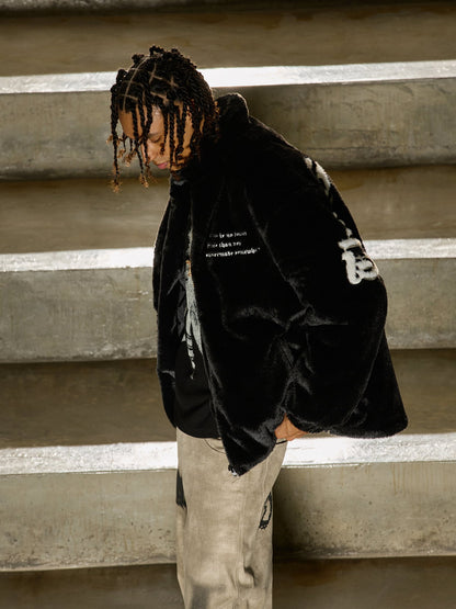 Thesupermade Street Letter Embroidered Fleece Jacket - 1838 