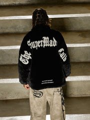Thesupermade Street Letter Embroidered Fleece Jacket - 1838 