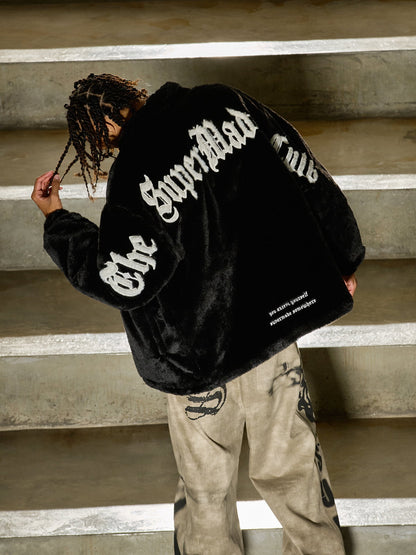 Thesupermade Street Letter Embroidered Fleece Jacket - 1838 