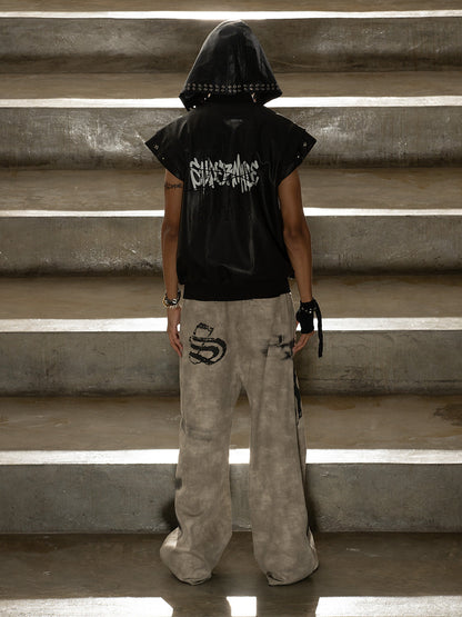 Original Large Cross Angel Print Distressed Jeans 