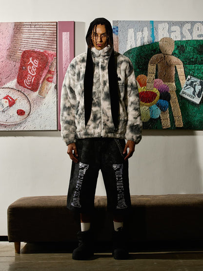 Heavy-Duty Faux Lambswool Tie-Dye Urban Jacket - 1558 