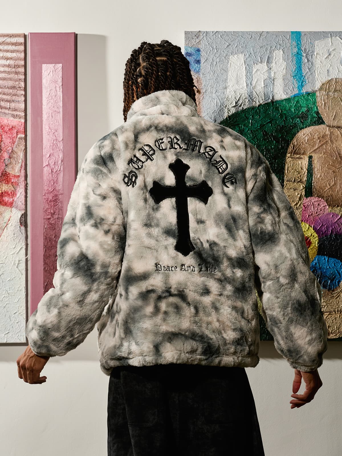 Heavy-Duty Faux Lambswool Tie-Dye Urban Jacket - 1558 