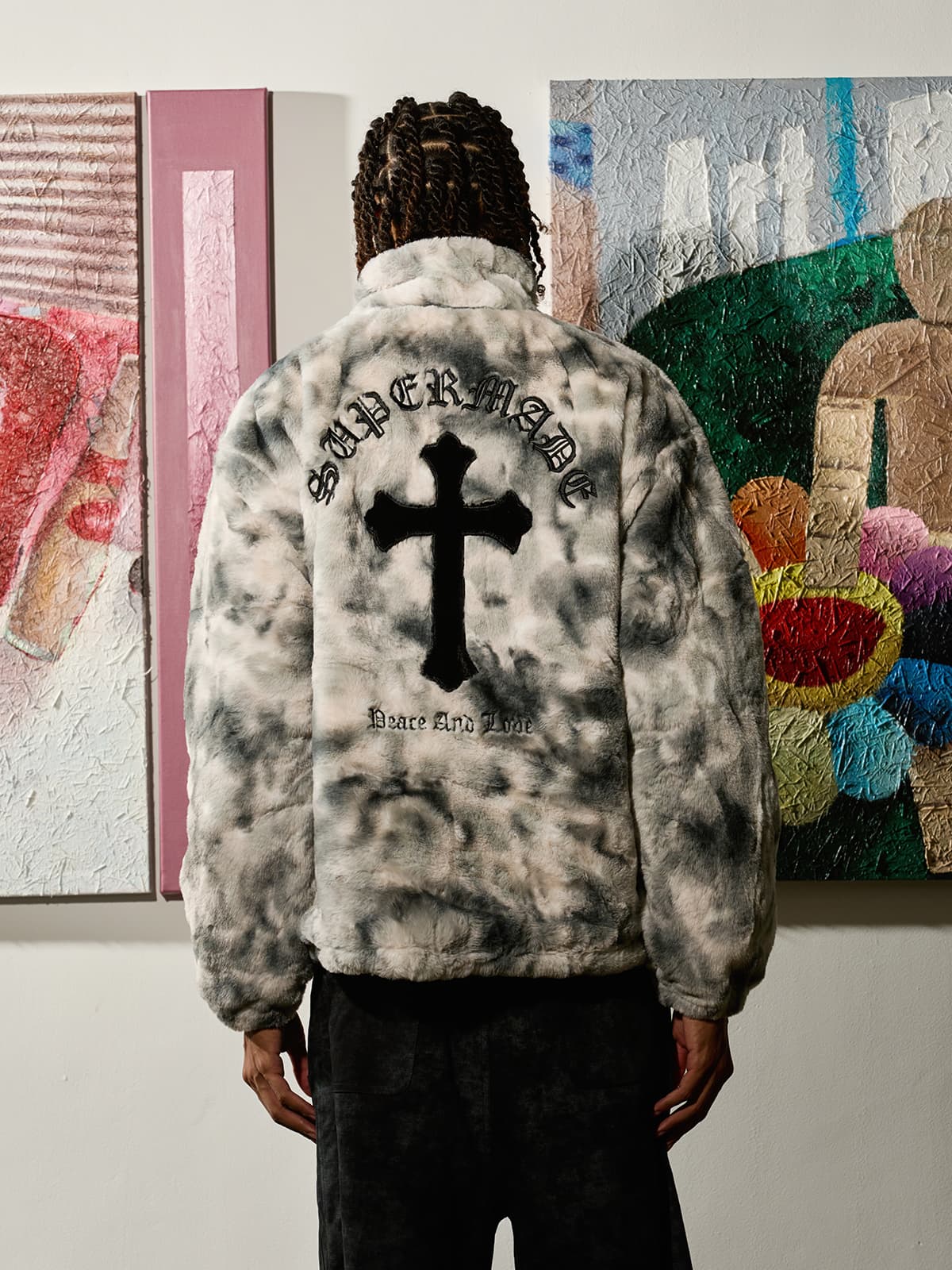 Heavy-Duty Faux Lambswool Tie-Dye Urban Jacket - 1558 