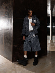 Original Oversized Denim Hoodie And Shorts Set - 2583 