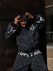 Original Oversized Denim Hoodie And Shorts Set - 2583 