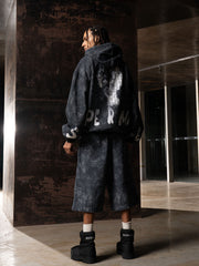 Original Oversized Denim Hoodie And Shorts Set - 2583 