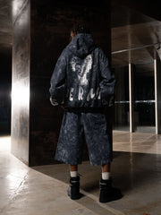 Original Oversized Denim Hoodie And Shorts Set - 2583 
