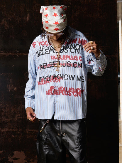Street Lettering Vintage Striped Shirt 