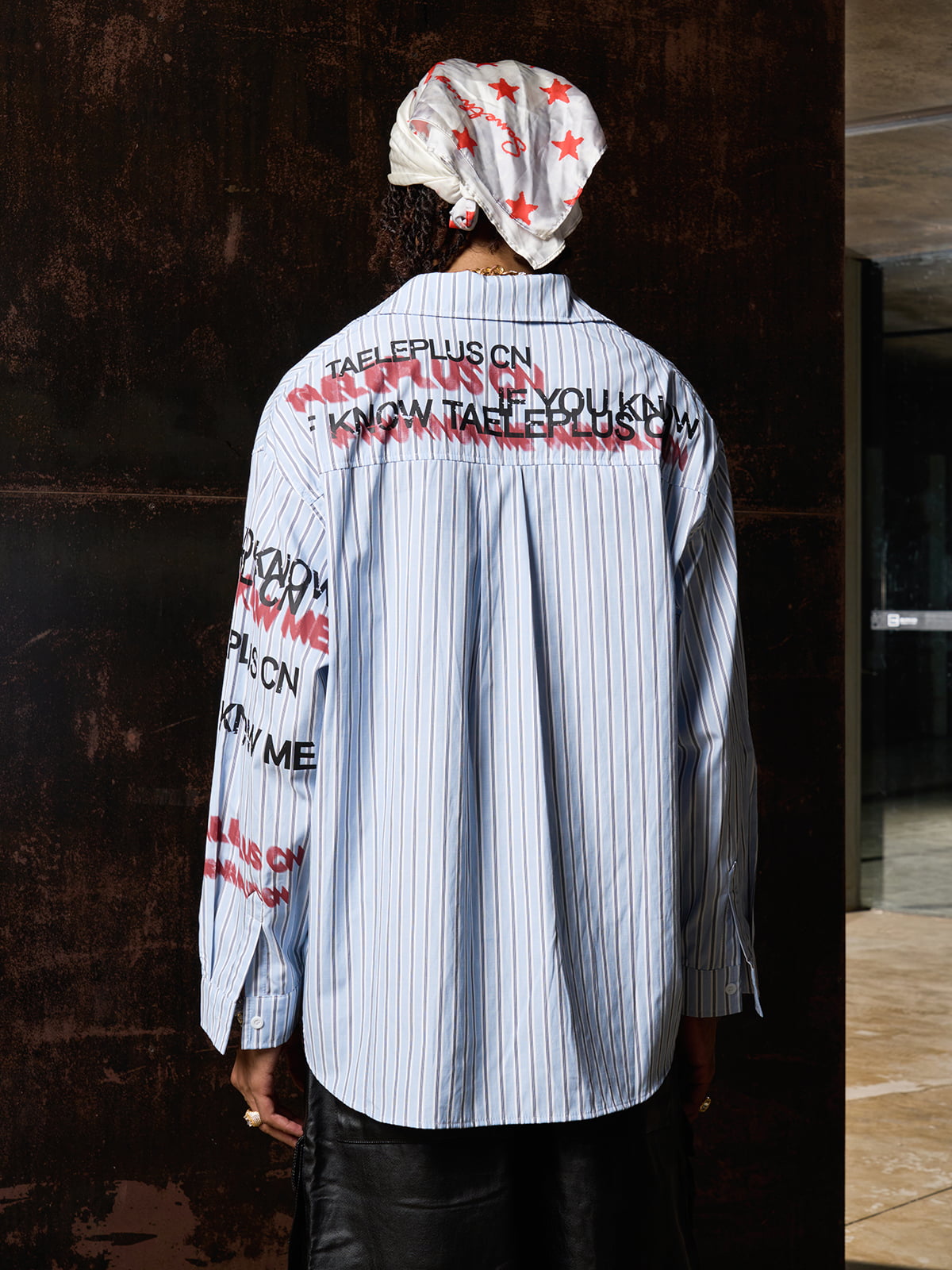 Street Lettering Vintage Striped Shirt 