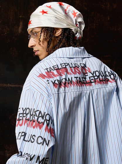Street Lettering Vintage Striped Shirt 